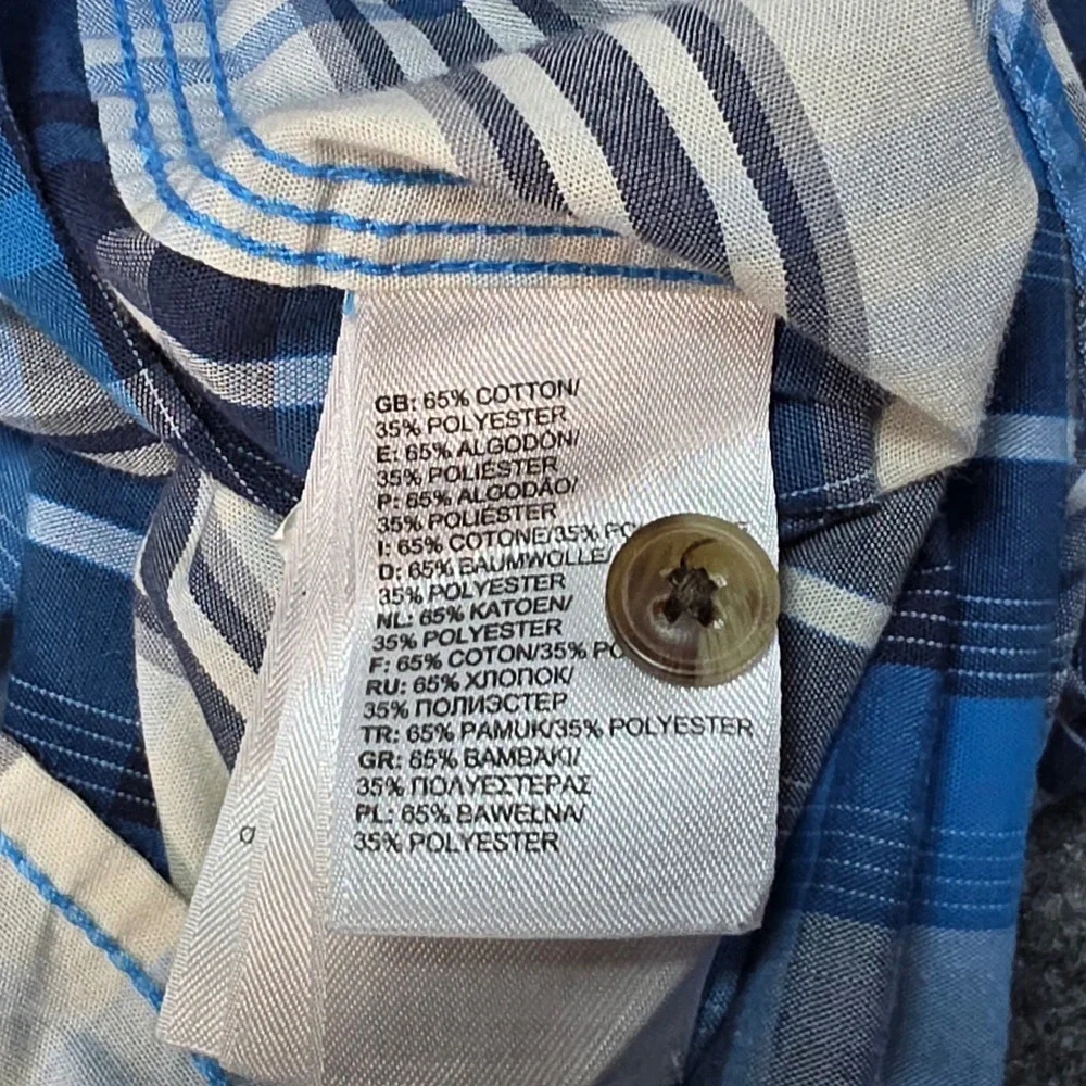 The‎ North Face Men's XXL Blue Plaid Short Sleeve Button Down Shirt Pockets